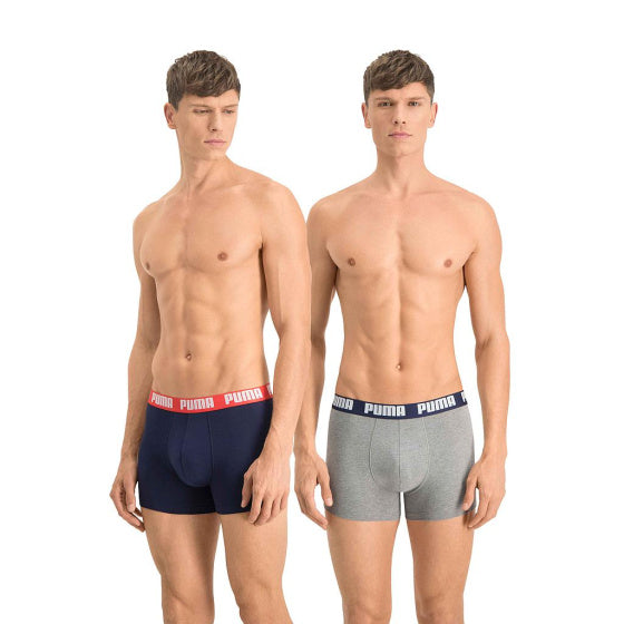Puma Basic Boxer Short Men (Pack von 2) Graublau Größe xl