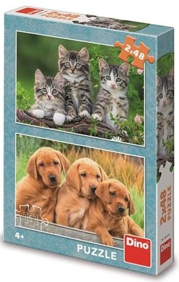 Puzzle Welpen und Kätzchen 2 x 48 Stücke