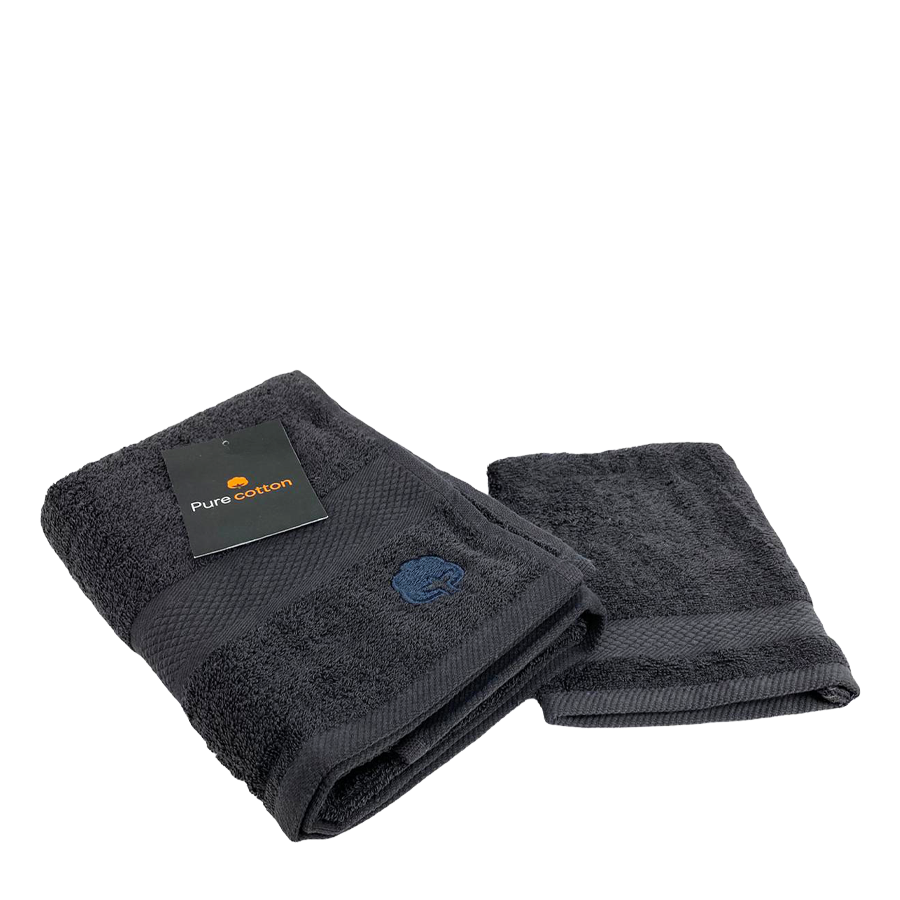 Handtuch aus reiner Baumwolle + Waschlappen dunkelgrau