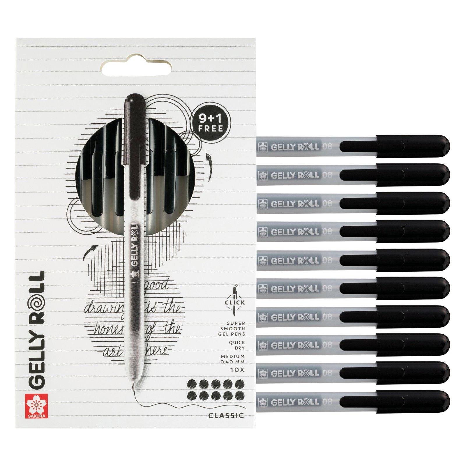 Sakura • Gelly Roll einziehbares klassisches Set schwarz 10-tlg