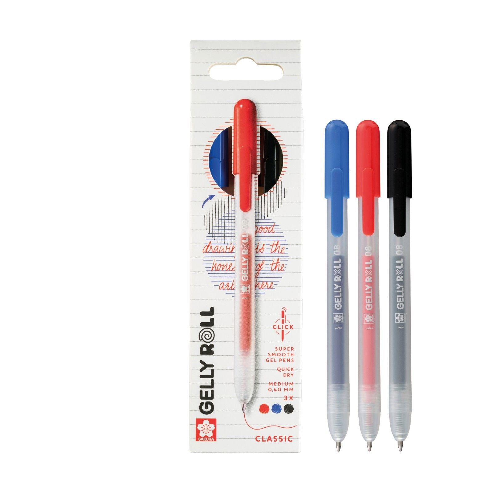 Sakura • Gelly Roll einziehbares klassisches Set rot blau schwarz 3tlg