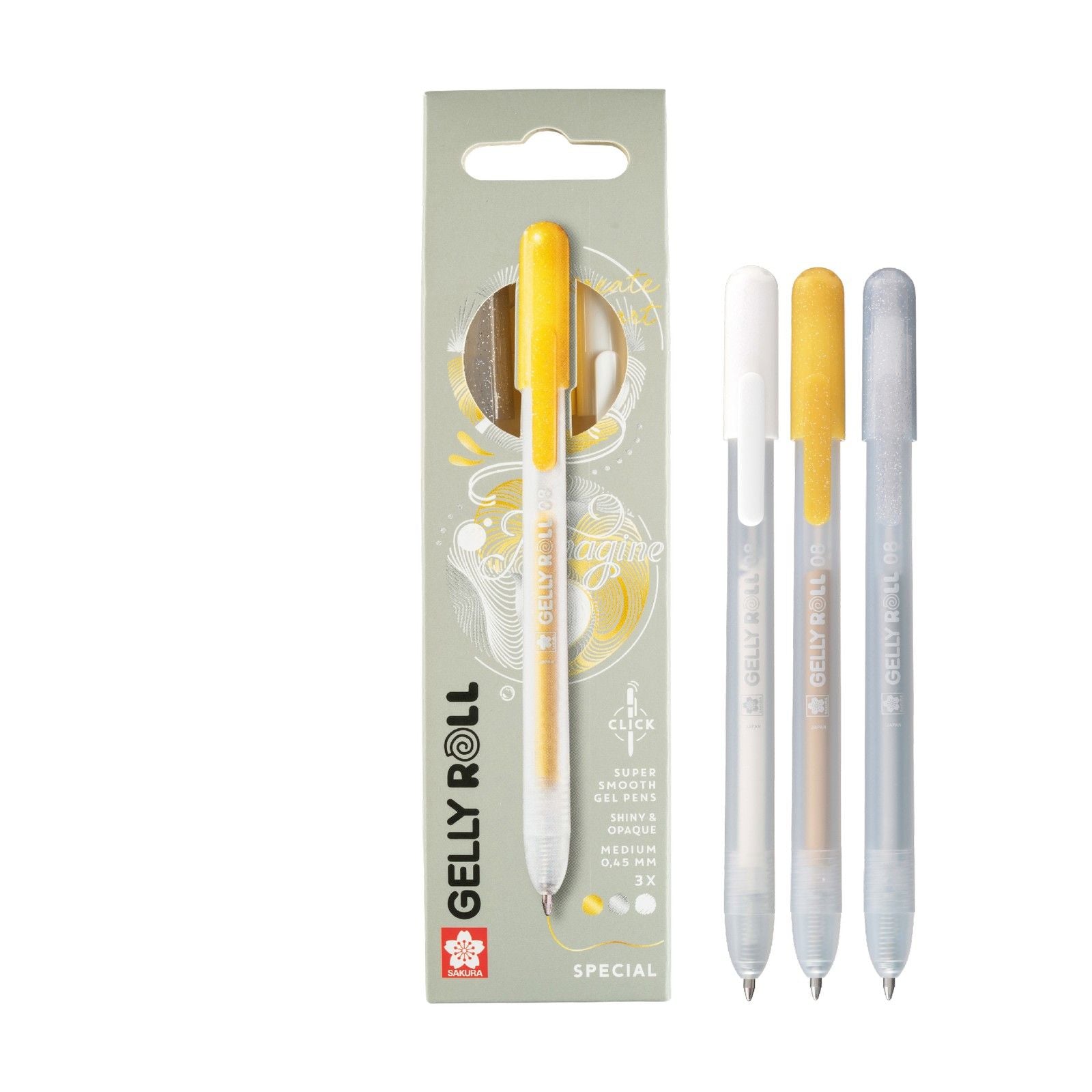 Sakura • Gelly Roll einziehbares Spezial-Mix-Set Silber Gold Weiß 3tlg