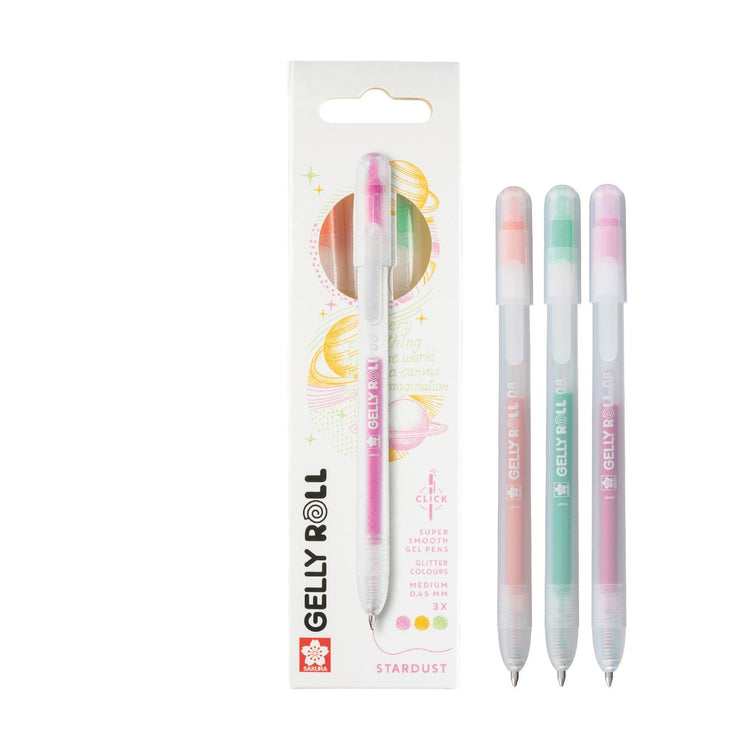 Sakura • Gelly Roll einziehbares Sternenstaub-Set, orange, rosa, smaragdgrün, 3-tlg