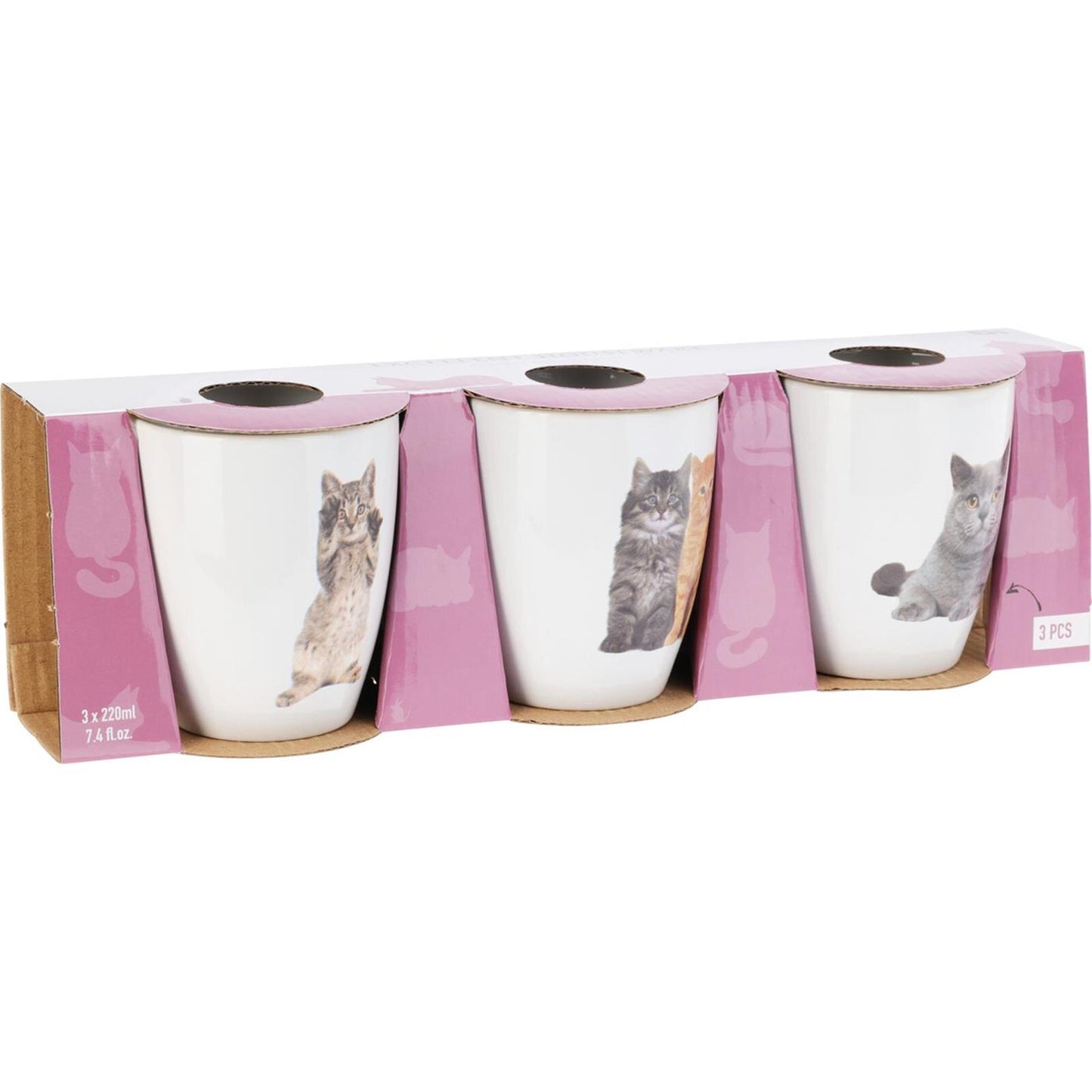 Excellent Houseware Tassenset Katzen 3-teilig 220ml