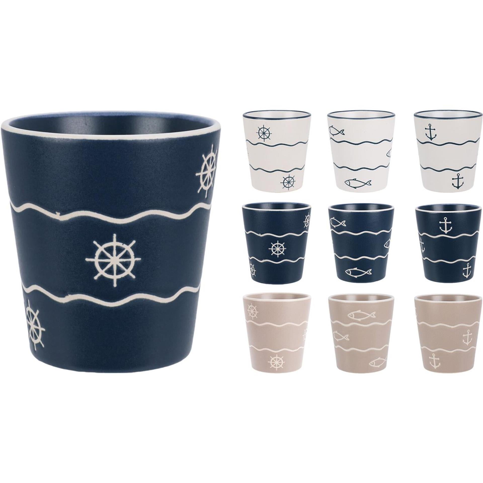 Töpferbecher 200ml maritim