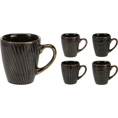 Excellent Houseware Becher aus Steingut, 200 ml, 4-fach sortiert, Karton mit 12 Stück