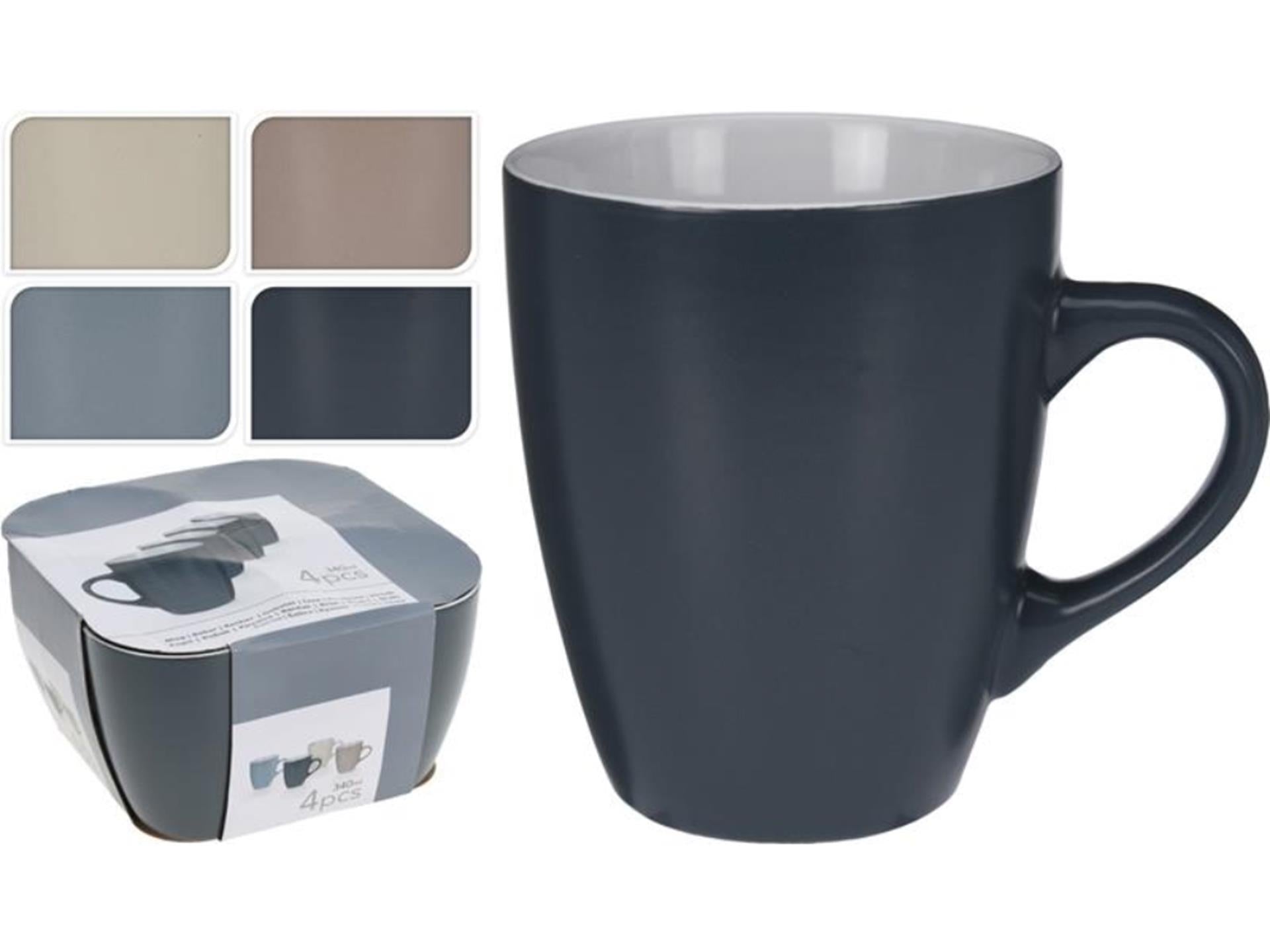 Excellent Houseware Steingutbecher 340 ml, 4er-Set