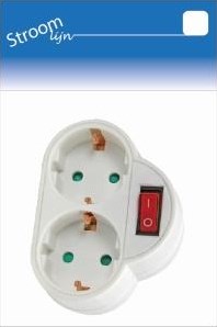 Erdungsstecker-Adapter 2-fach mit weißem Schalter – 6640885