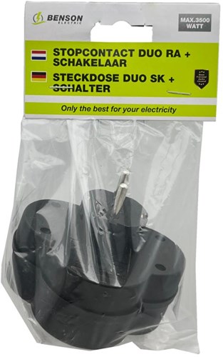 Schutzkontaktstecker-Adapter 2-fach mit Schalter schwarz - 6140886