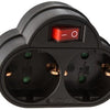 Schutzkontaktstecker-Adapter 2-fach mit Schalter schwarz - 6140886