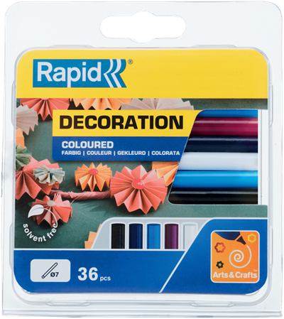 Schnellklebestifte farbig | klassisch | 7mm x 94mm | 36 Stück | Blisterpackung - 5001363