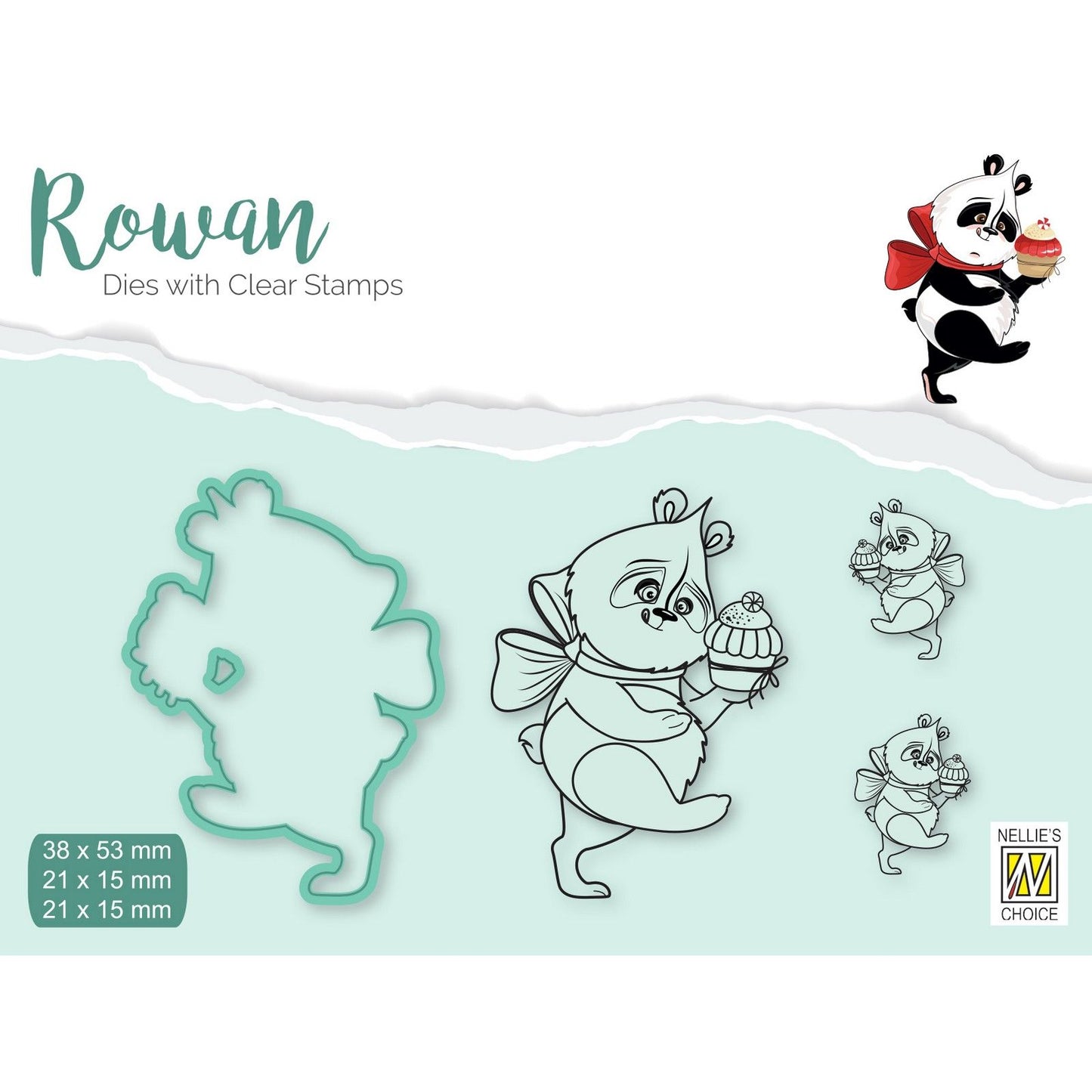 Nellies Wahl • Vogelbeer-Stanzform, klarer Stempel, Panda, 4 Stück.