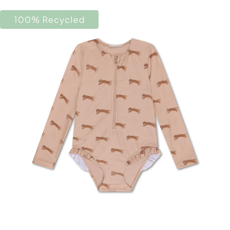 Roamer | Beige Girls UV Badeanzug mit langen Ärmeln