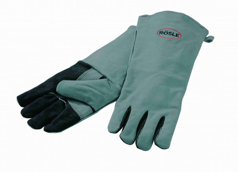 Rösle Barbecue-Handschuhe 41,5 cm Leder schwarz grau eingroßen
