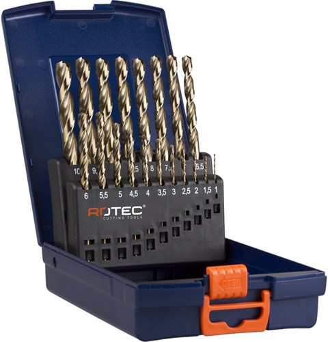 Rotec 19-teilige Kunststoff-Kassetten-Spiralbohrer Kobalt 1,0–10,0 x 0,5 mm – 900.0023k – 900.0023k