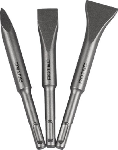 Rotec 3-teiliges SDS+Meißelset 140 lang, Spitze, flach 20 mm, Spaten 30 mm – 2150100