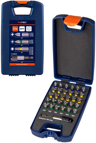 Rotec 31 Stk. 1 4-Bit-Set 25 mm PH PZ TX + Schnellwechselhalter – 8279100