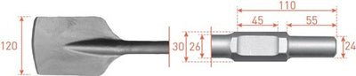 Rotec 6-seitiger Spatmeißel 120x400mm 6-seitig ø30,0 ø24x55mm - 2155220