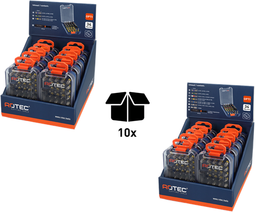 Rotec Bitsatz | 34-teilig | opti-line | ph-pz-t-sl-h-tt-sqd + bithalter - 827.9205