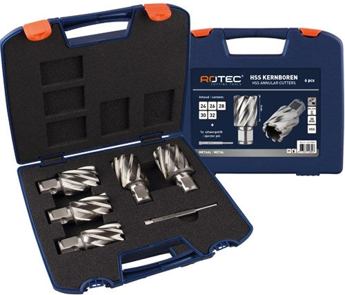 Rotec HSS-Kernbohrer-Set Silver-Line '536W', WLD 19, 6-teilig, ø24-32 - 5369006 - 536.9006