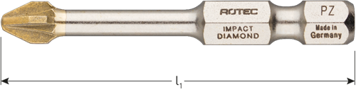 Rotec Schlagschrauberbit PZ 2 | l=50 | e6.3 | Diamant | 2 Stück - 817.13022