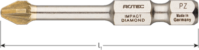 Rotec Schlagschrauberbit PZ 2 | l=50 | e6.3 | Diamant | 2 Stück - 817.13022