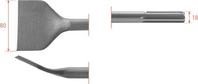 Rotec SDS Max Spatmeißel gebogen 80x300mm