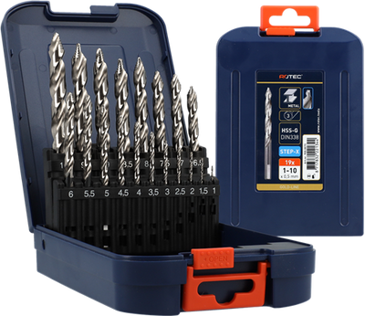 Rotec Spiralbohrer-Set | 104 - Schritt-x | Di 338 | 19 Stück | ø1-10 abs - 900.0070