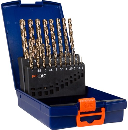 Rotec Spiralbohrer-Set 1-10x0,5mm HSS-G 19-teilig