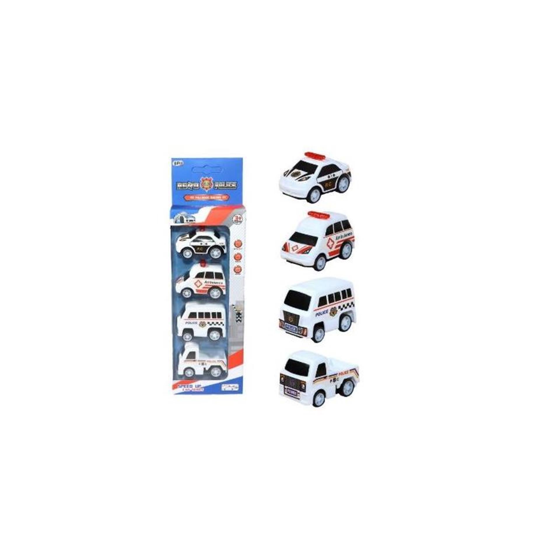 Polizeiauto, 5,5 cm, Set mit 4 Rückzugsteilen