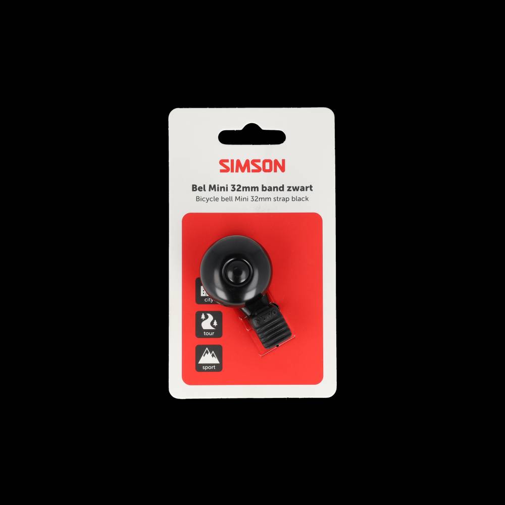 Simson Fahrradklingel Mini 32mm Flexbandbefestigung schwarz