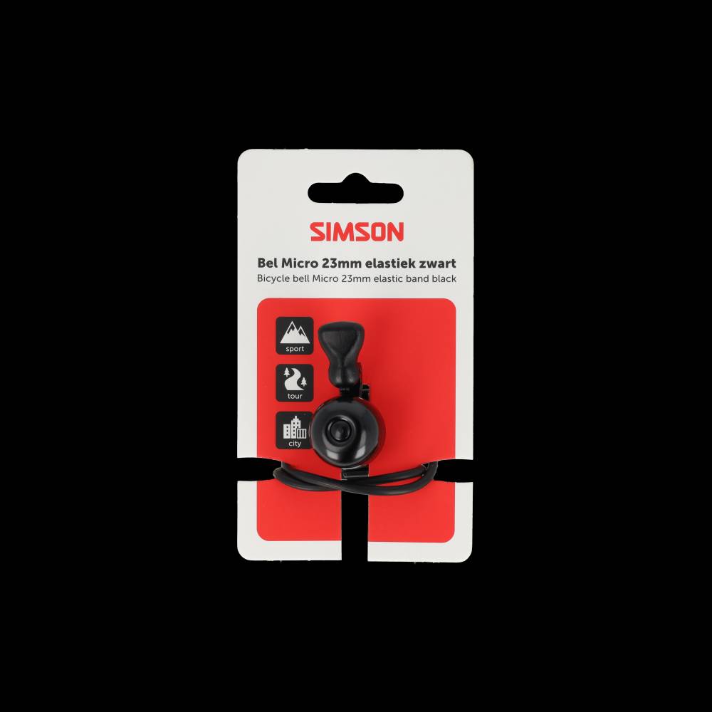 Simson Fahrradklingel Micro 23mm gummielastische Befestigung schwarz