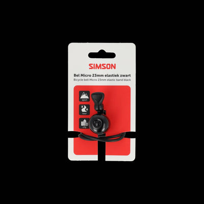 Simson Fahrradklingel Micro 23mm gummielastische Befestigung schwarz