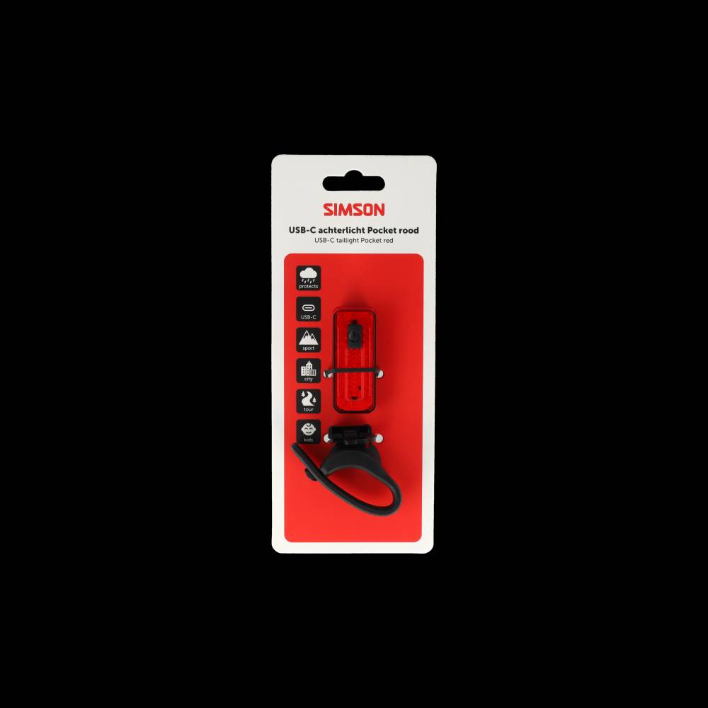 Simson USB-C LED-Taschenlampe rot