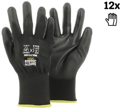 Safety Jogger Schutzhandschuhe mit maximaler Fingerfertigkeit | 12 Stück | schwarz | Größe 6 - sw0700006