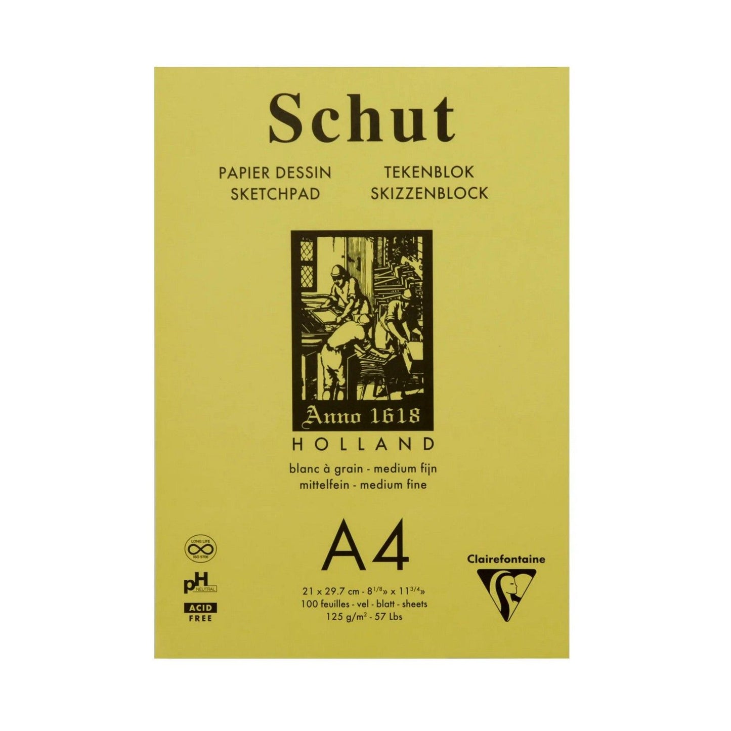 Clairefontaine • schut Zeichenblock 125g feine Struktur A4 weiß 100x