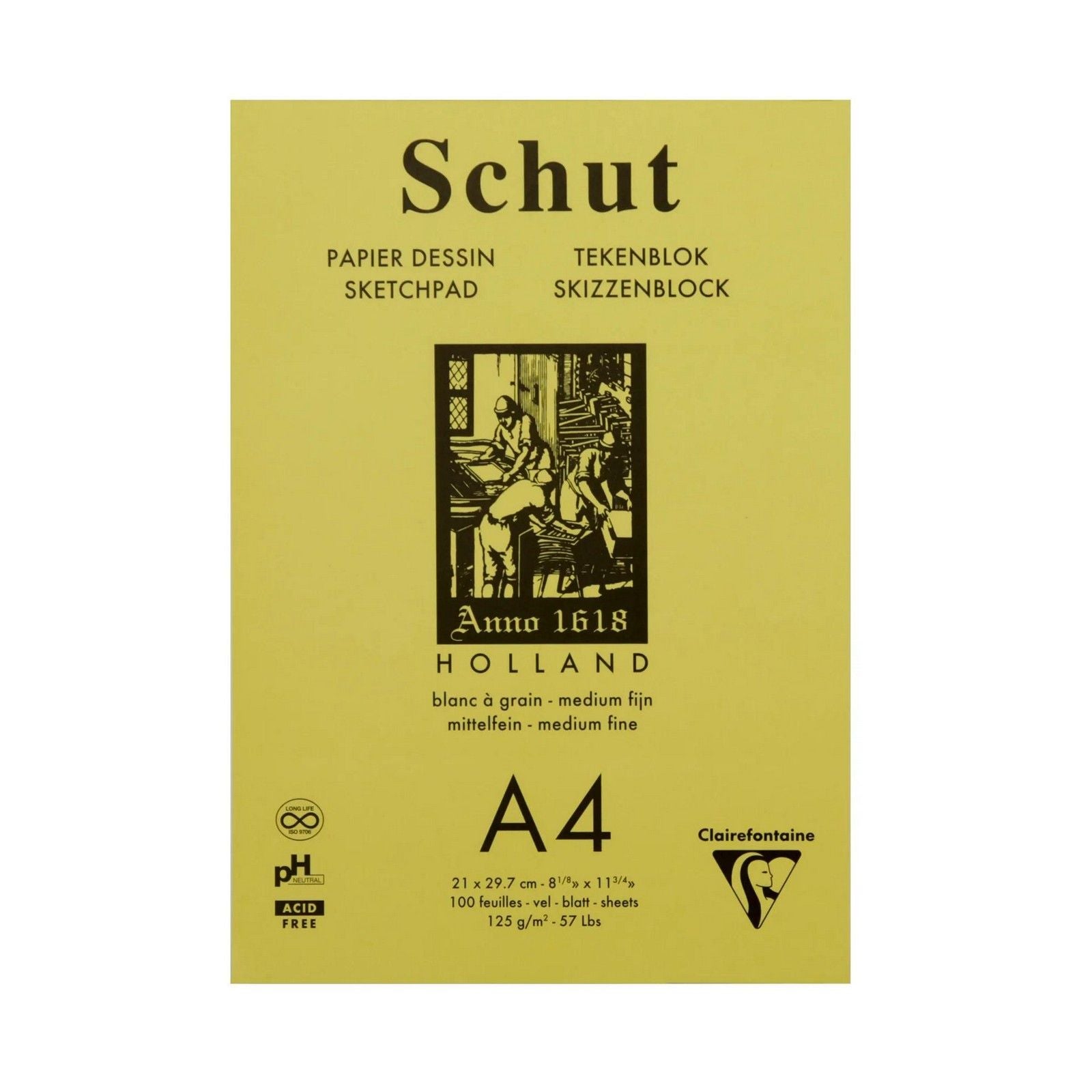 Clairefontaine • schut Zeichenblock 125g feine Struktur A4 weiß 100x
