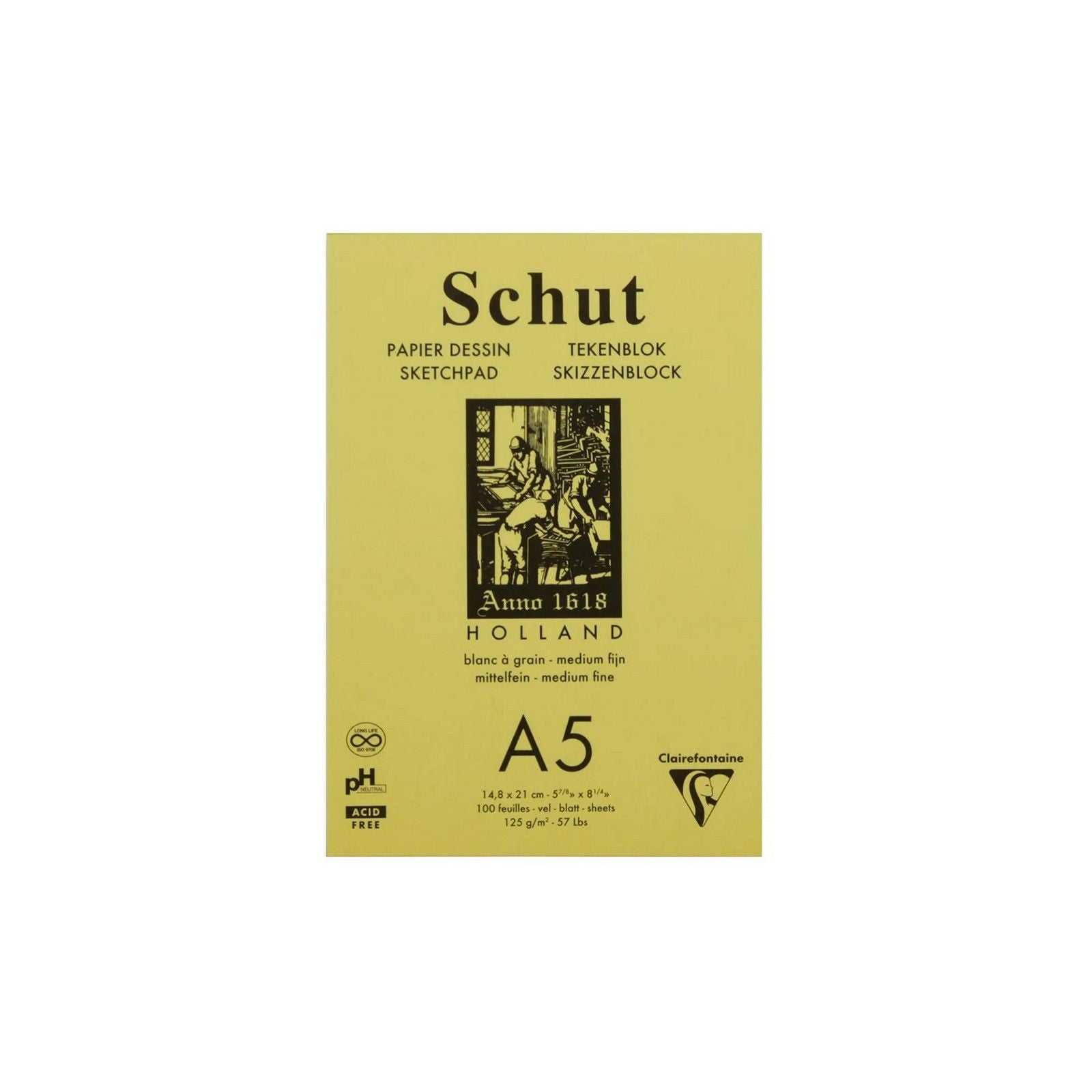 Clairefontaine • schut Zeichenblock 125g feine Struktur A5 weiß 100x