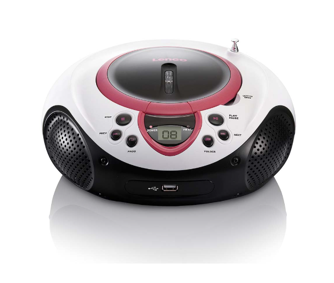 Lenco Lenco SCD38 Tragbarer CD -USB -Player Pink