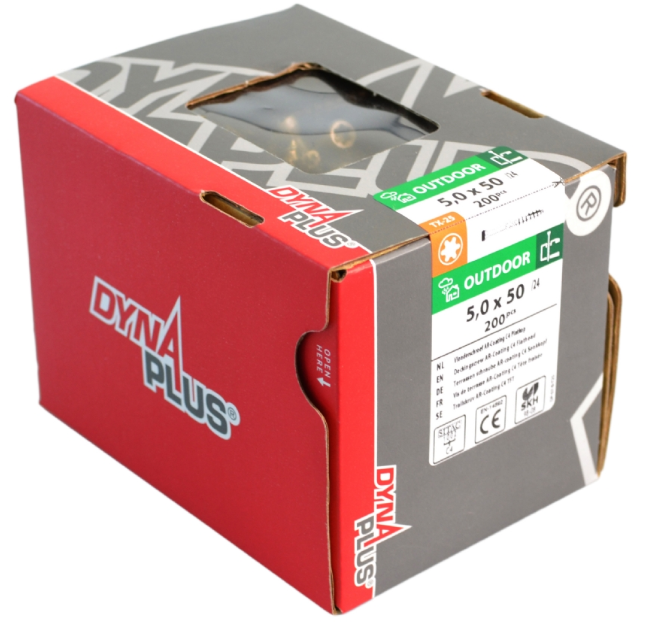 Dynaplus Terrassenschraube Xtreme Ar-Bronze Flachkopf Teilgewinde-60° + Schneidspitze Torx Tx25 5,0x50 25 | 1250 Stück - 0289.13.41901