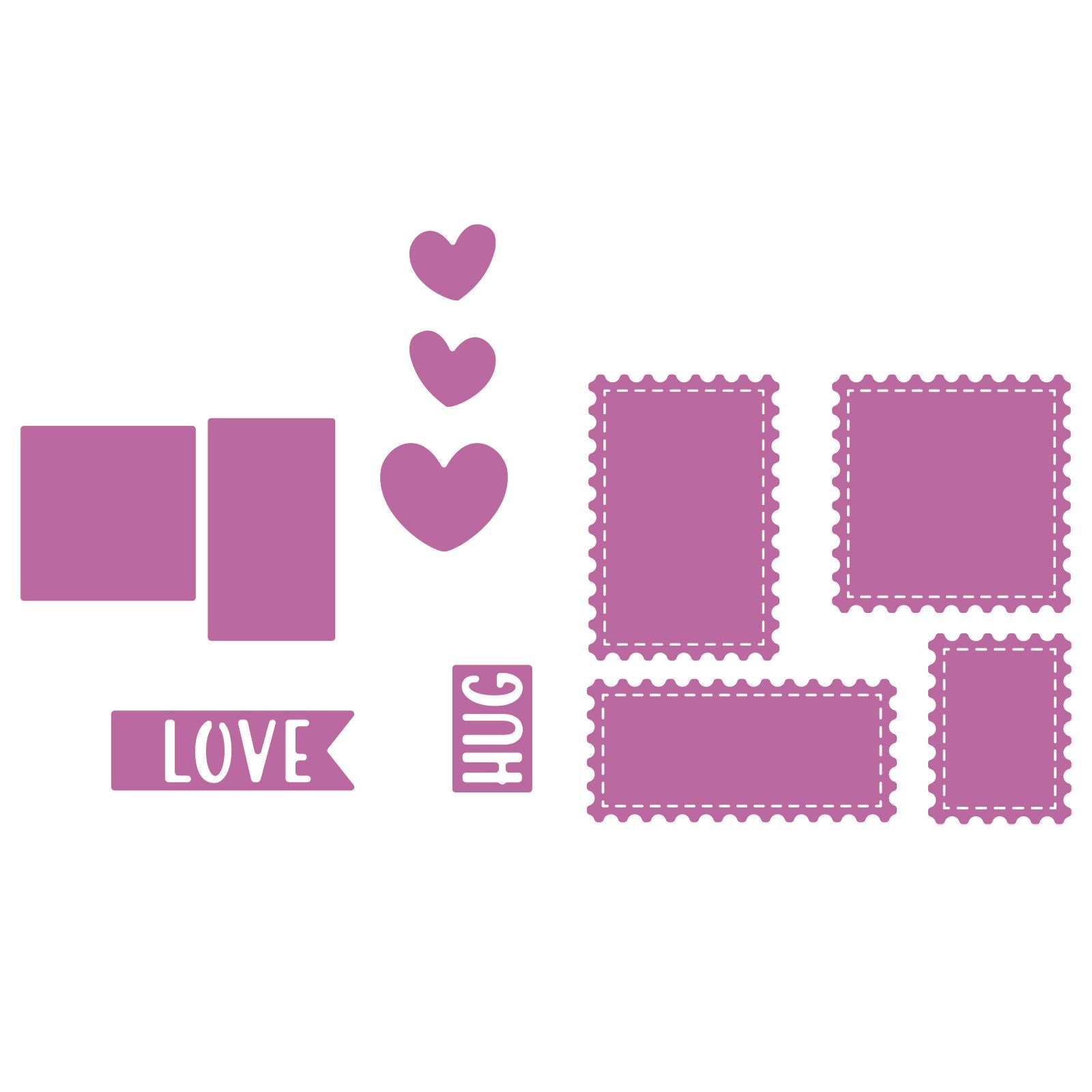 Nellies Wahl • Formstempel mit Herzen, 3 x 3 cm bis 4 x 4 cm, 11 Stück.