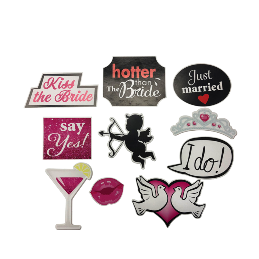 Selfie Fun Sticks Hochzeit rosa 10-teilig