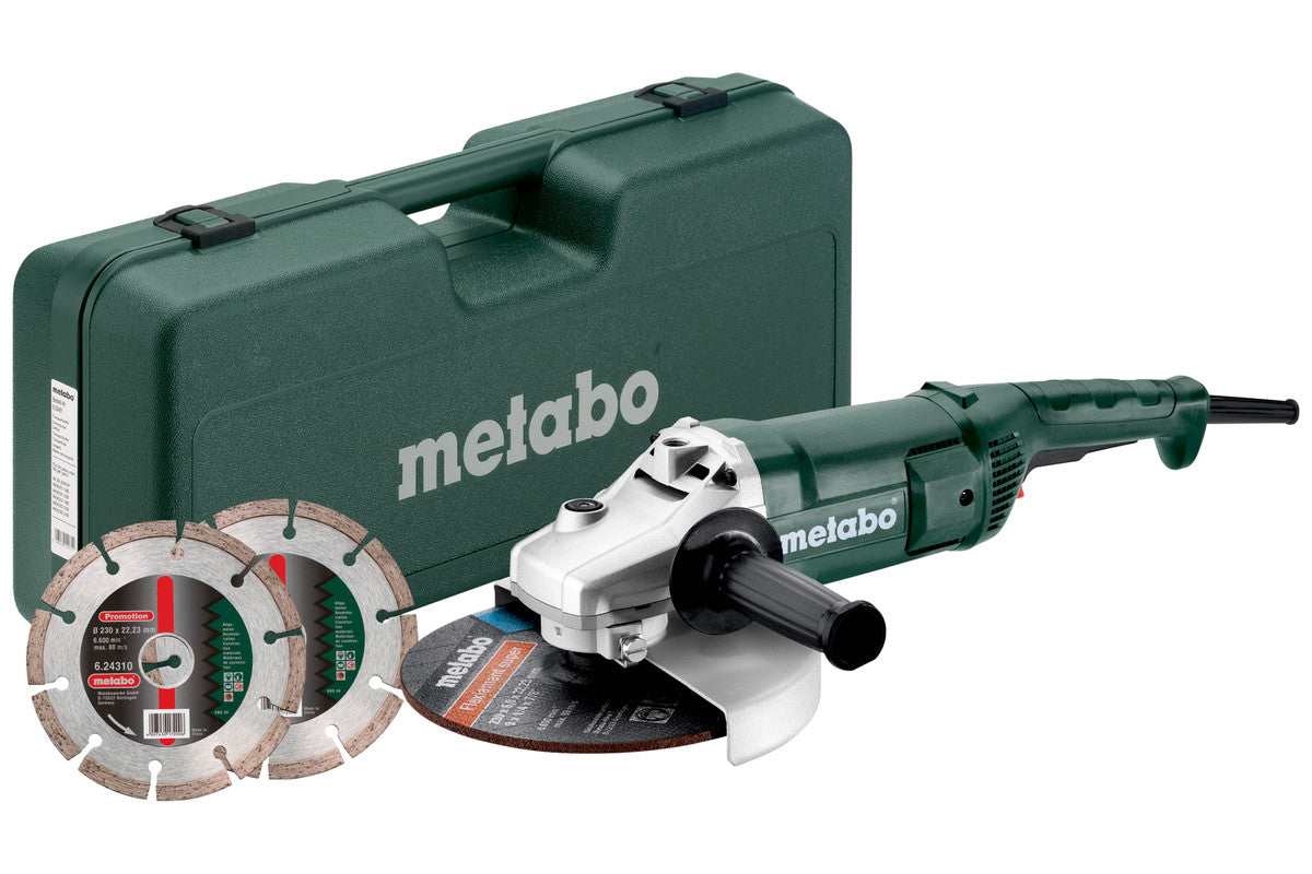 Metabo we 2200-230 Winkelschleifer-Set | 230mm | inklusive Koffer und 2 Schleifscheiben - 691081000