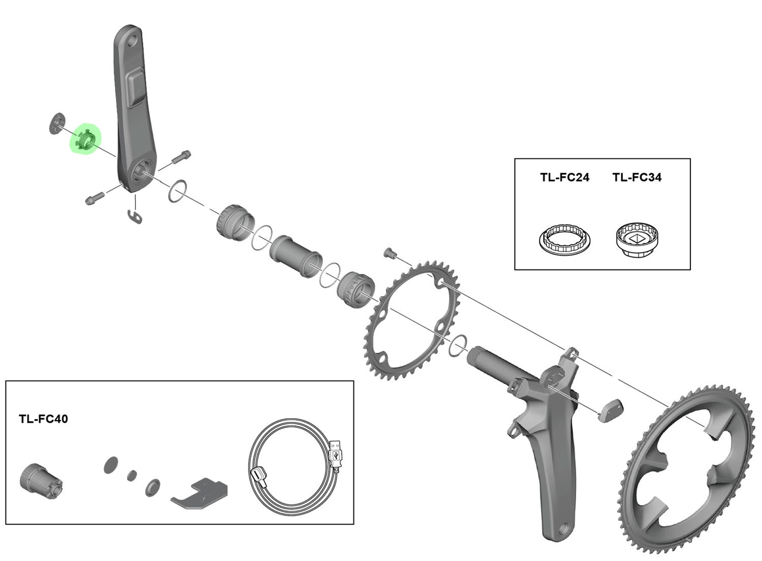 Shimano Kurbelarm-Befestigungsring für FC-R9200-P R9100-P R8100-P