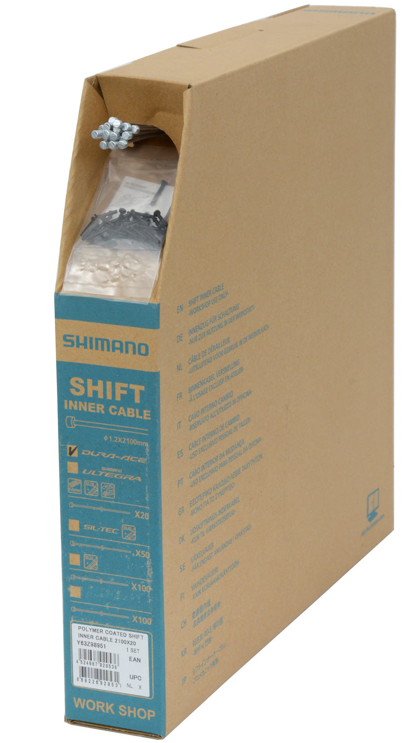 Shimano Dura Ace Schaltdraht, polymerbeschichtet, 1,2 mm x 2100 mm, Box 20 Stück