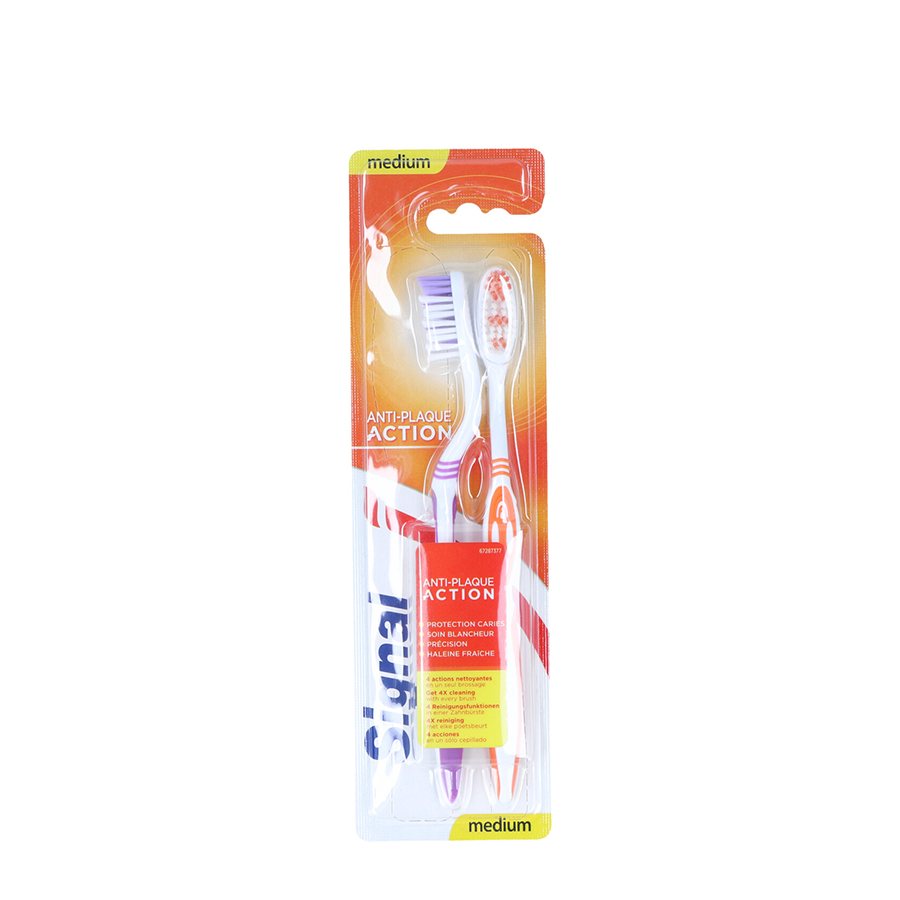 Signal Zahnbürste Anti-Plaque-Wirkung mittel 2er-Pack