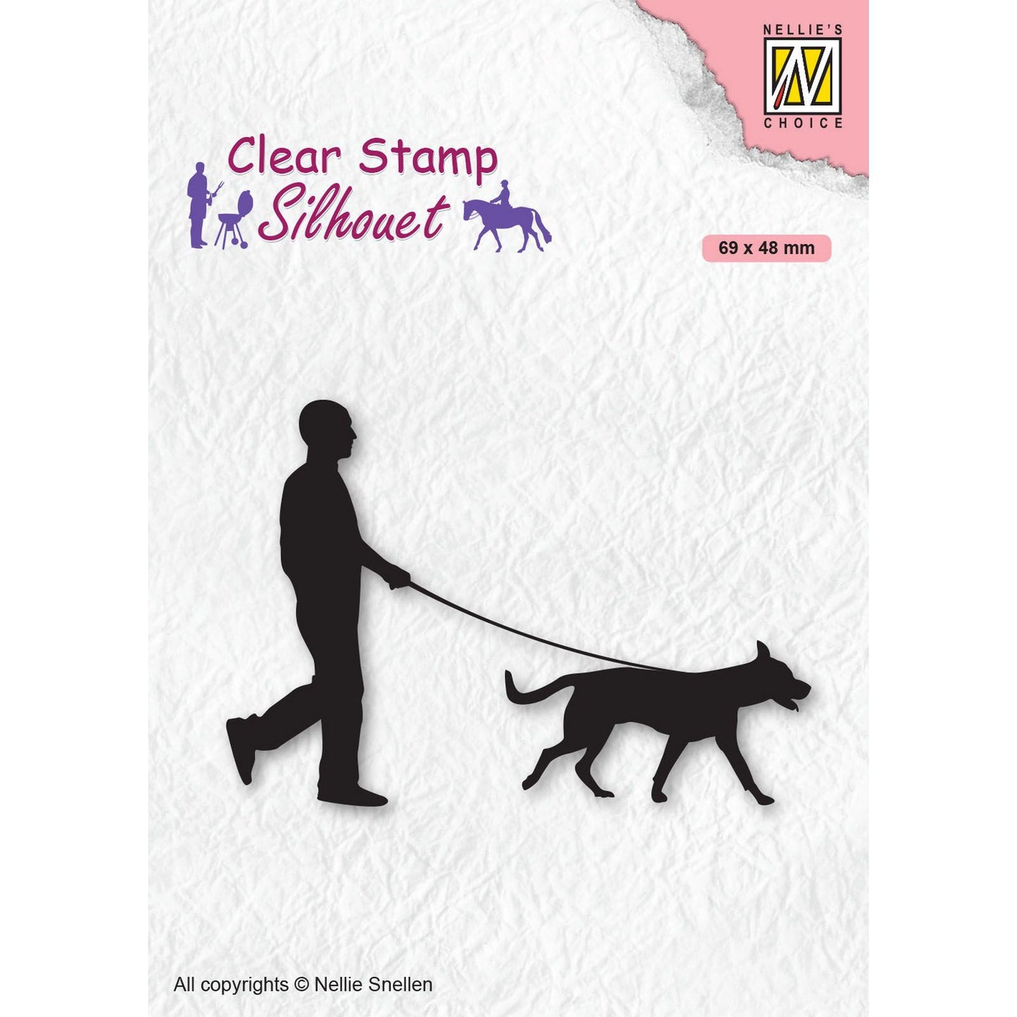 Nellies Wahl • Silhouetten-Klarstempel „Männer – Dinge, die mit dem Hund spazieren gehen“.