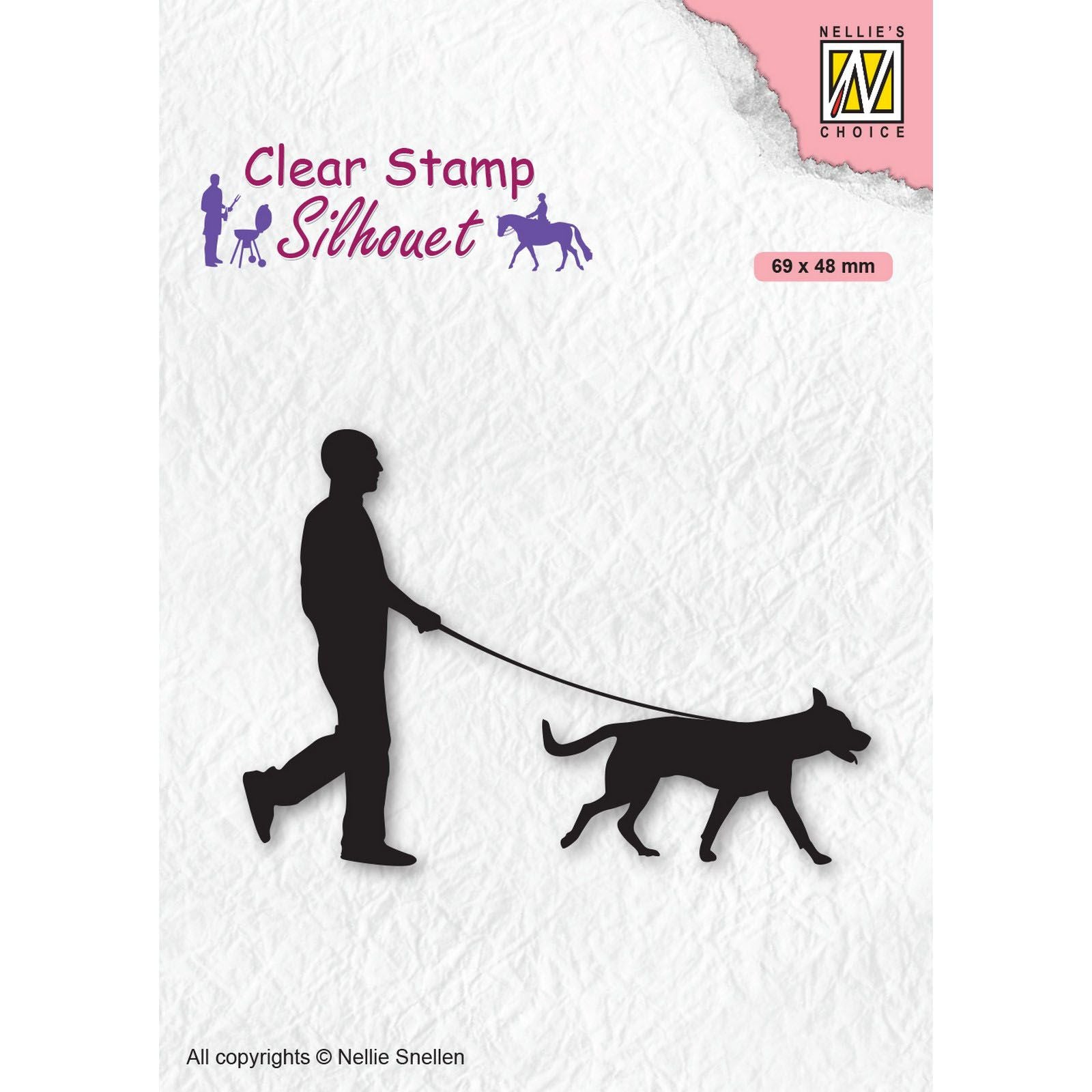 Nellies Wahl • Silhouetten-Klarstempel „Männer – Dinge, die mit dem Hund spazieren gehen“.