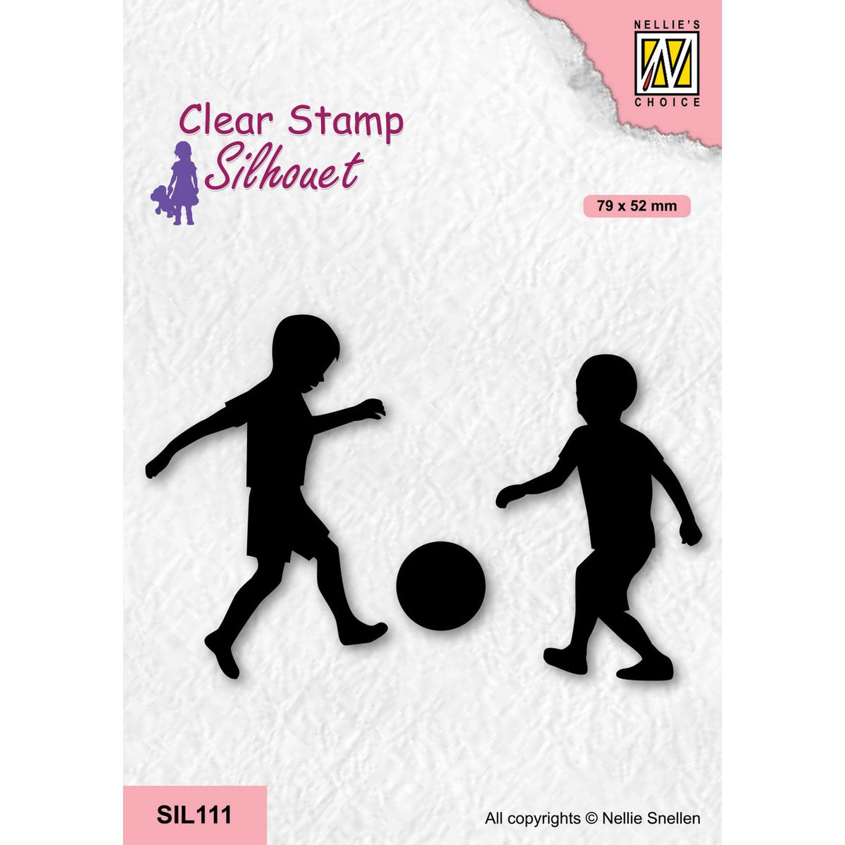Nellies Wahl • Silhouetten-Klarstempel „Jungen spielen Fußball“.