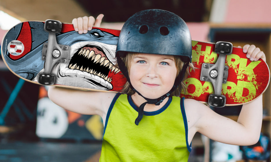 Skids Control - Shark Skateboard Junior Wood PVC Rotblau